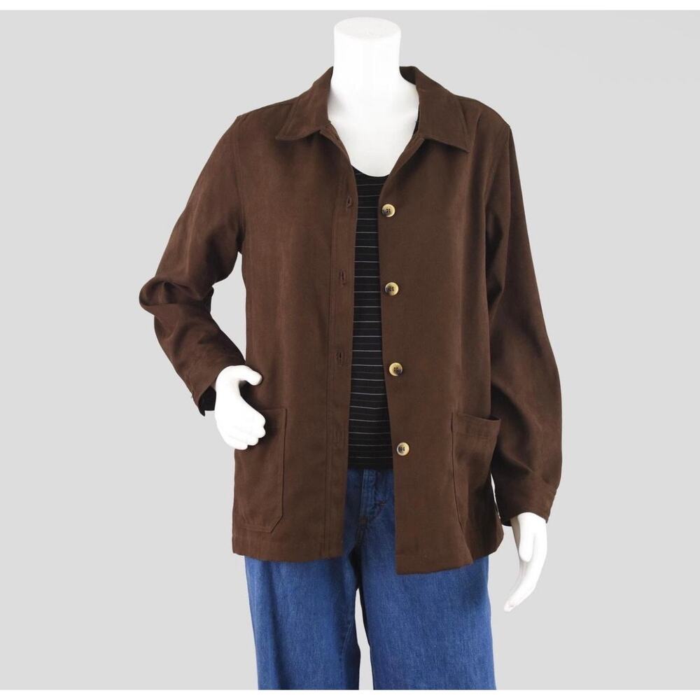 Pendleton Brown Jacket Women 14 Tall Button Front Lightweight Coat Classic 90’s